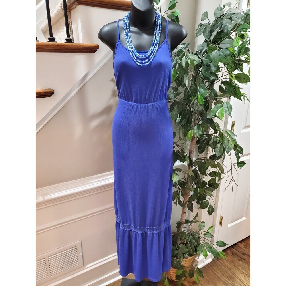 Mossimo Supply Co. Women Blue Scoop Neck Sleeveless Long Maxi Dress‎ Size Medium